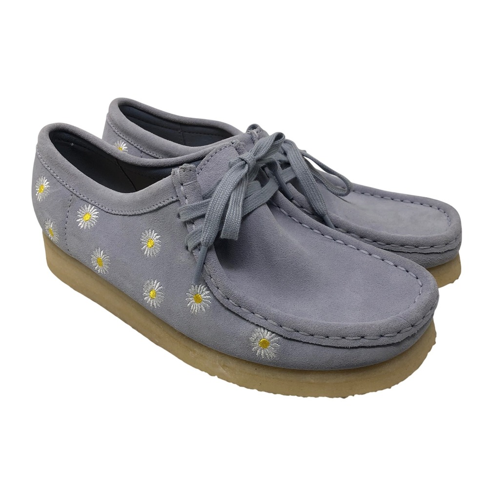 Clarks Wallabee Womens 8.5 Lavender Suede Daisy Floral Embroidered Shoes